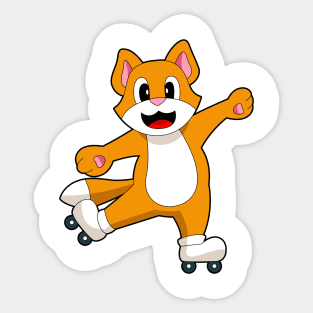 Cat Inline skating Roller skates Sticker